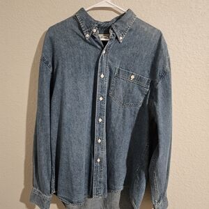 Classic Denim Blue Men's Shirt With Micket Mouse On The Back